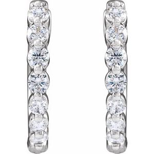 14K White Gold 1/2 CTW Lab-Grown Diamond Hoop Earrings