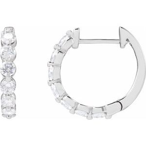 14K White Gold 1 CTW Lab-Grown Diamond Hoop Earrings