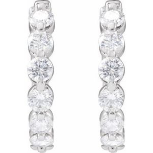 14K White Gold 1 CTW Lab-Grown Diamond Hoop Earrings