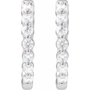 14K White Gold 1/3 CTW Lab-Grown Diamond Hoop Earrings
