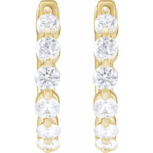 14K Yellow Gold 3/4 CTW Lab-Grown Diamond Hoop Earrings