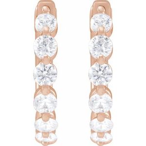 14K Rose Gold 3/4 CTW Lab-Grown Diamond Hoop Earrings