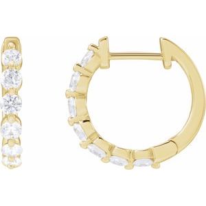14K Yellow Gold 3/4 CTW Lab-Grown Diamond Hoop Earrings