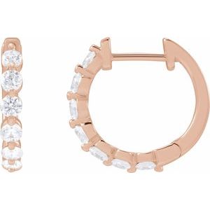 14K Rose Gold 3/4 CTW Lab-Grown Diamond Hoop Earrings
