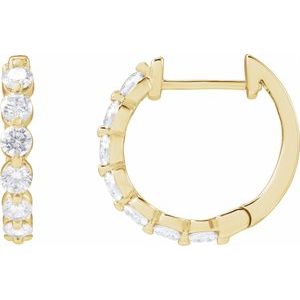 14K Yellow Gold 1 CTW Lab-Grown Diamond Hoop Earrings
