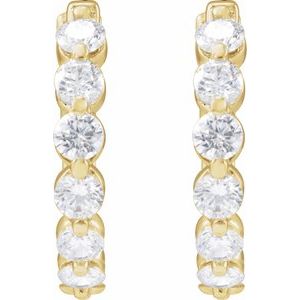 14K Yellow Gold 1 CTW Lab-Grown Diamond Hoop Earrings