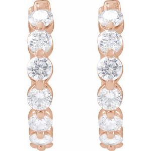 14K Rose Gold 1 CTW Lab-Grown Diamond Hoop Earrings