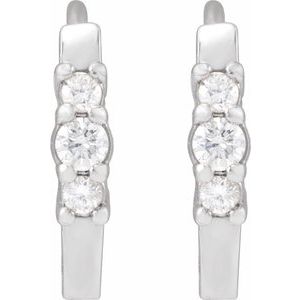 Sterling Silver 1/8 CTW Natural Diamond Hinged 13.08 mm Hoop Earrings