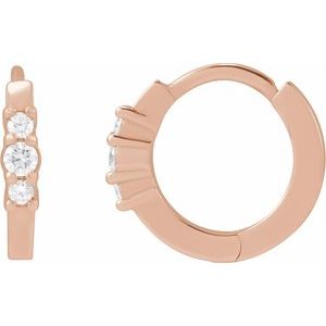 14K Rose Gold 1/8 CTW Natural Diamond Hinged 13.08 mm Hoop Earrings