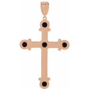 14K Rose Gold Natural Black Onyx Pendant