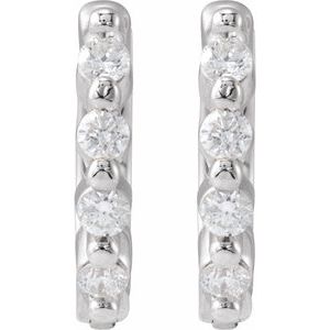14K White Gold 1/10 CTW Natural Diamond 10.74 mm Hinged Hoop Earrings