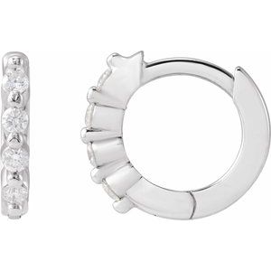 14K White Gold 1/10 CTW Natural Diamond 10.74 mm Hinged Hoop Earrings