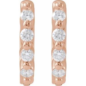 14K Rose Gold 1/10 CTW Natural Diamond 10.74 mm Hinged Hoop Earrings