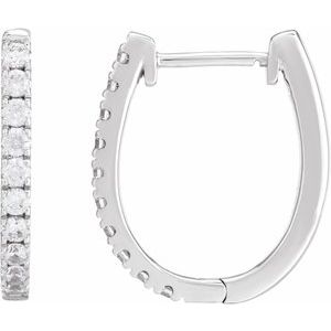 14K White Gold 1/2 CTW Lab-Grown Diamond Hoop Earrings
