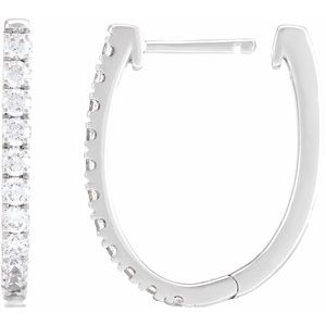 14K White Gold 3/4 CTW Lab-Grown Diamond Hoop Earrings