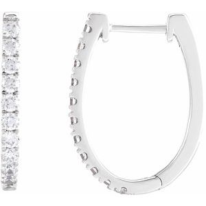 14K White Gold 3/4 CTW Lab-Grown Diamond Hoop Earrings
