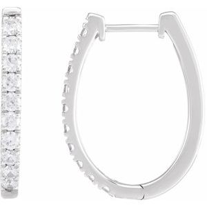 14K White Gold 9/10 CTW Lab-Grown Diamond Hoop Earrings