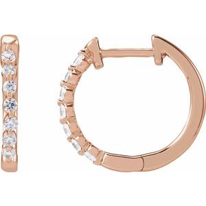14K Rose Gold 1/5 CTW Lab-Grown Diamond Hoop Earrings