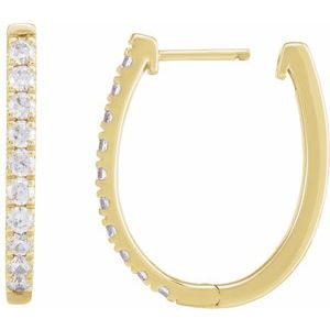 14K Yellow Gold 9/10 CTW Lab-Grown Diamond Hoop Earrings