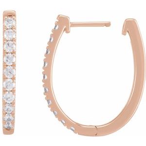 14K Rose Gold 9/10 CTW Lab-Grown Diamond Hoop Earrings