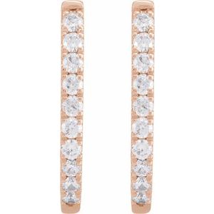 14K Rose Gold 9/10 CTW Lab-Grown Diamond Hoop Earrings