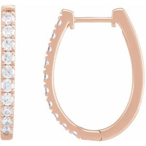 14K Rose Gold 9/10 CTW Lab-Grown Diamond Hoop Earrings