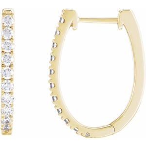 14K Yellow Gold 3/4 CTW Lab-Grown Diamond Hoop Earrings