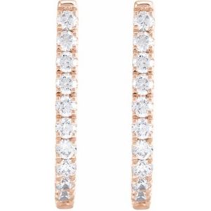 14K Rose Gold 3/4 CTW Lab-Grown Diamond Hoop Earrings