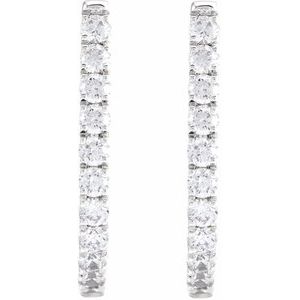 14K White Gold 3/4 CTW Lab-Grown Diamond Hoop Earrings