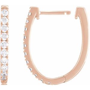 14K Rose Gold 3/4 CTW Lab-Grown Diamond Hoop Earrings