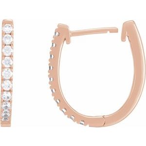 14K Rose Gold 1/2 CTW Lab-Grown Diamond Hoop Earrings