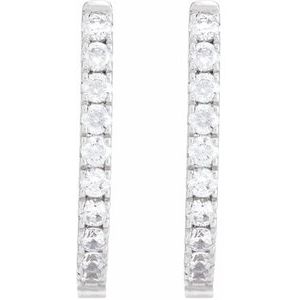 14K White Gold 1/2 CTW Lab-Grown Diamond Hoop Earrings