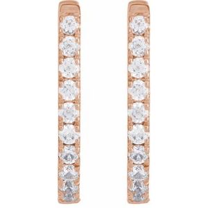 14K Rose Gold 1/3 CTW Lab-Grown Diamond Hoop Earrings
