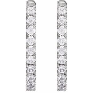 14K White Gold 1/3 CTW Lab-Grown Diamond Hoop Earrings