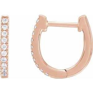 14K Rose Gold 1/6 CTW Lab-Grown Diamond Hoop Earrings