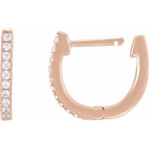 14K Rose Gold 1/6 CTW Lab-Grown Diamond Hoop Earrings