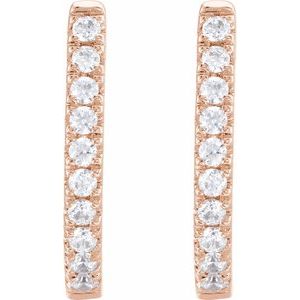 14K Rose Gold 1/6 CTW Lab-Grown Diamond Hoop Earrings