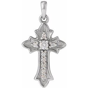 Sterling Silver .08 CTW Natural Diamond Vintage-Inspired Cross Pendent