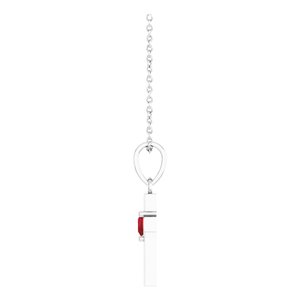Sterling Silver Natural Mozambique Garnet Heart Cross 16-18" Necklace