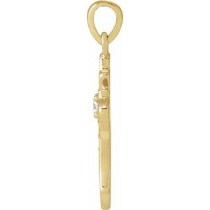 14K Yellow Gold .08 CTW Natural Diamond Vintage-Inspired Cross Pendent
