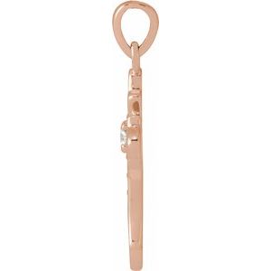 14K Rose Gold .08 CTW Natural Diamond Vintage-Inspired Cross Pendent