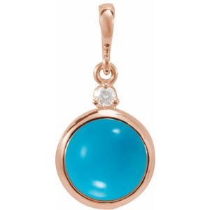 14K Rose Gold 6 mm Natural Turquoise & .03 CT Natural Diamond Pendant