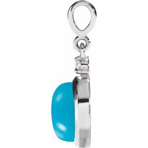 14K White Gold 6 mm Natural Turquoise & .03 CT Natural Diamond Pendant