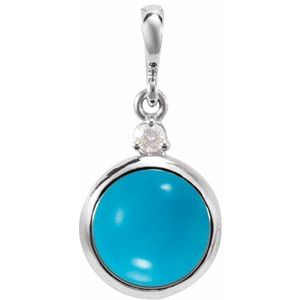 Platinum 6 mm Natural Turquoise & .03 CT Natural Diamond Pendant