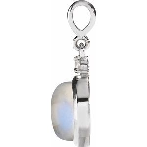 Sterling Silver 8 mm Natural Rainbow Moonstone & .03 CT Natural Diamond Pendant