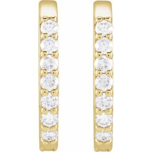 14K Yellow Gold 1/8 CTW Natural Diamond 12 mm Hoop Earrings