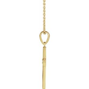 14K Yellow Gold .015 CT Natural Diamond Engravable Cross 16-18" Necklace