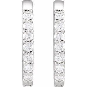 Platinum 1/6 CTW Natural Diamond 15 mm Hoop Earrings