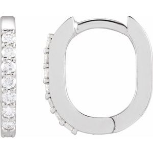 Platinum 1/8 CTW Natural Diamond 12 mm Hoop Earrings