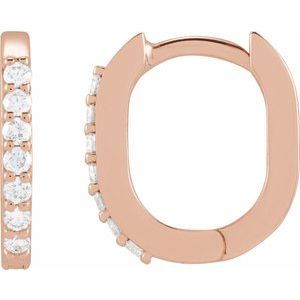 14K Rose Gold 1/8 CTW Natural Diamond 12 mm Hoop Earrings